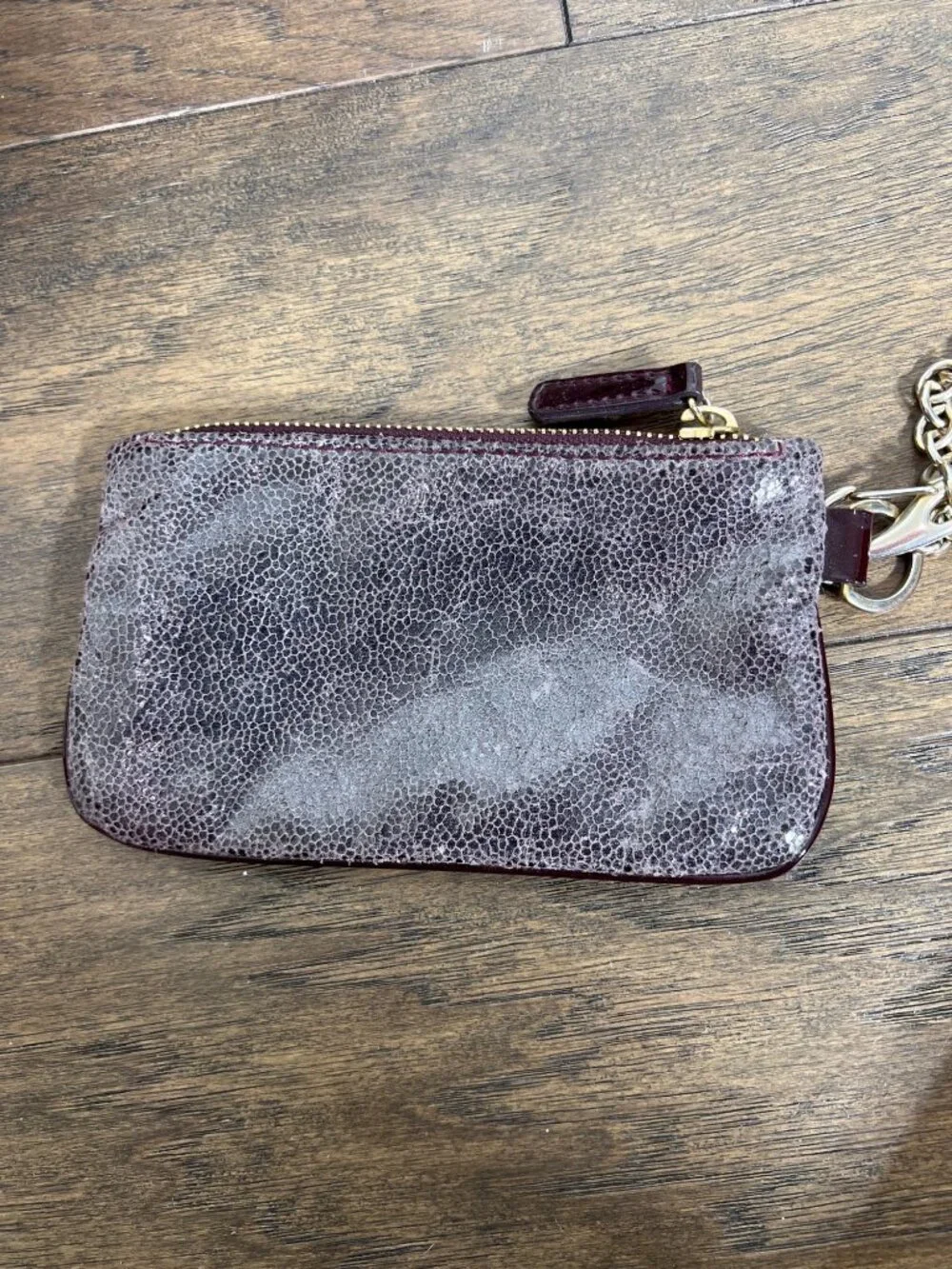 STELLA MCCARTNEY Double Handle Distressed Vegan Leather Satchel Glossy Plum OS